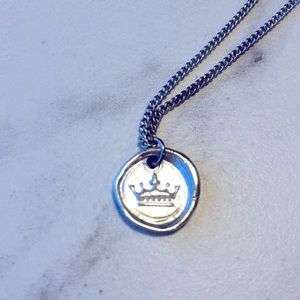 BOHO-Silver Look Crown Delicate Statement Necklace